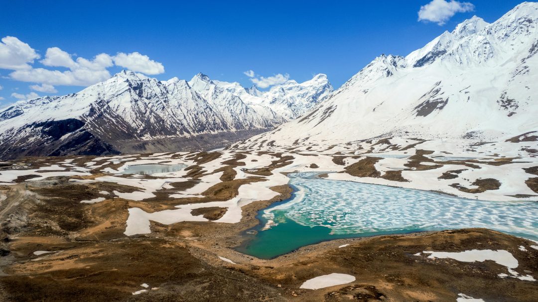 Zanskar Landskape Pensi La also known as Penzi La, mountain pass 4,400 m. between Suru valley and Zanskar valley, Ladakh region, India.